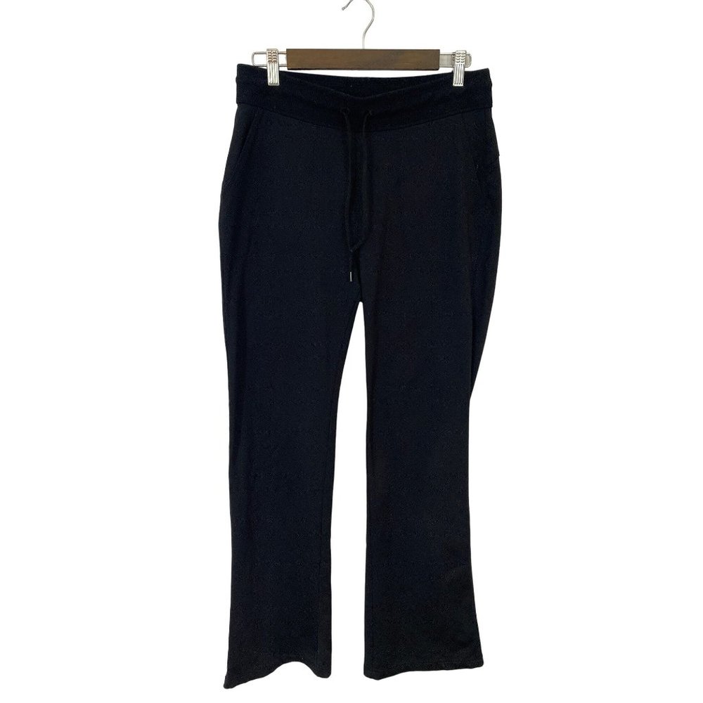 Athleta womens size medium Flux Wide-Leg Sweat pant Black pull on boot cut